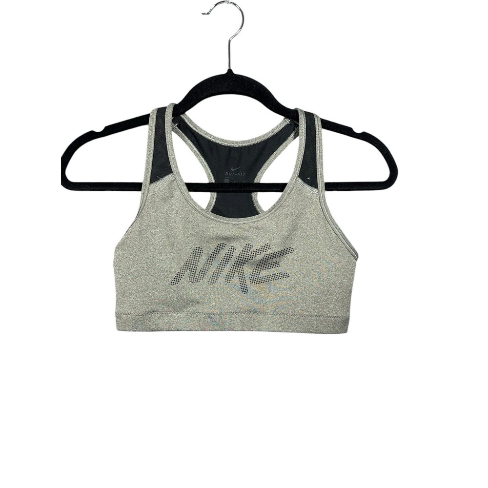 Nike Victory Medium-Impact Grey/Black Graphic Sports Bra Size‎ Small